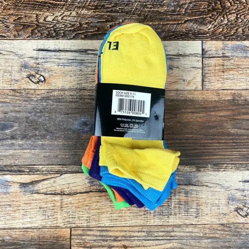 Broadway Apparel Women's Size 9-11 Multicolor Polyester Spandex 6PK Sport Socks